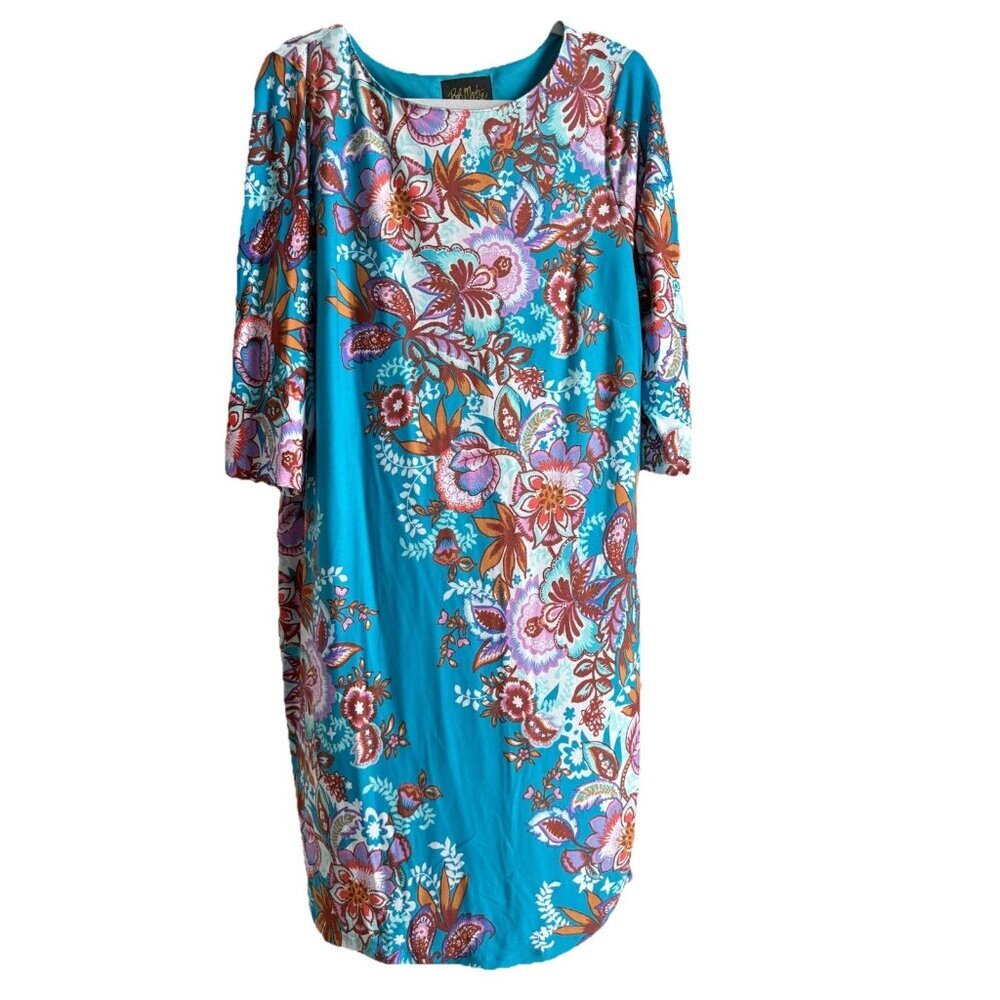 Bob Mackie Wearable Art Paisley Floral Midi Dress Women’s Size L Colorful Artsy